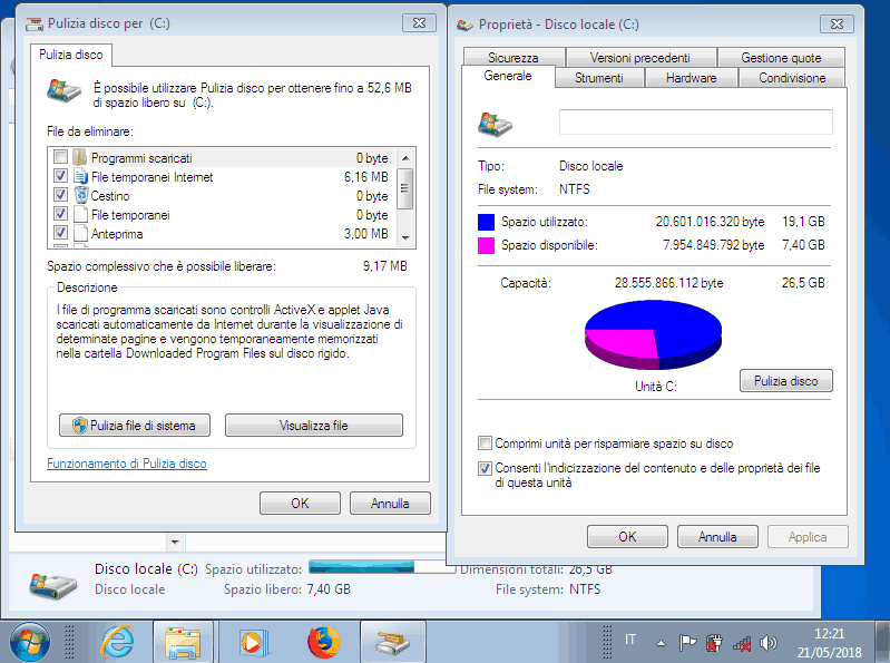 Come recuperare lo spazio dal disco del PC con Windows 7