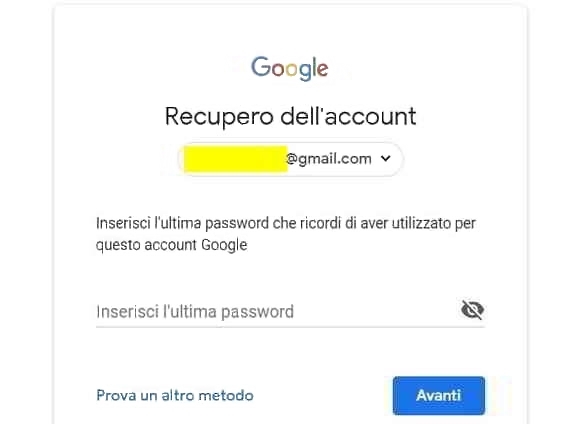 Recupero password Gmail