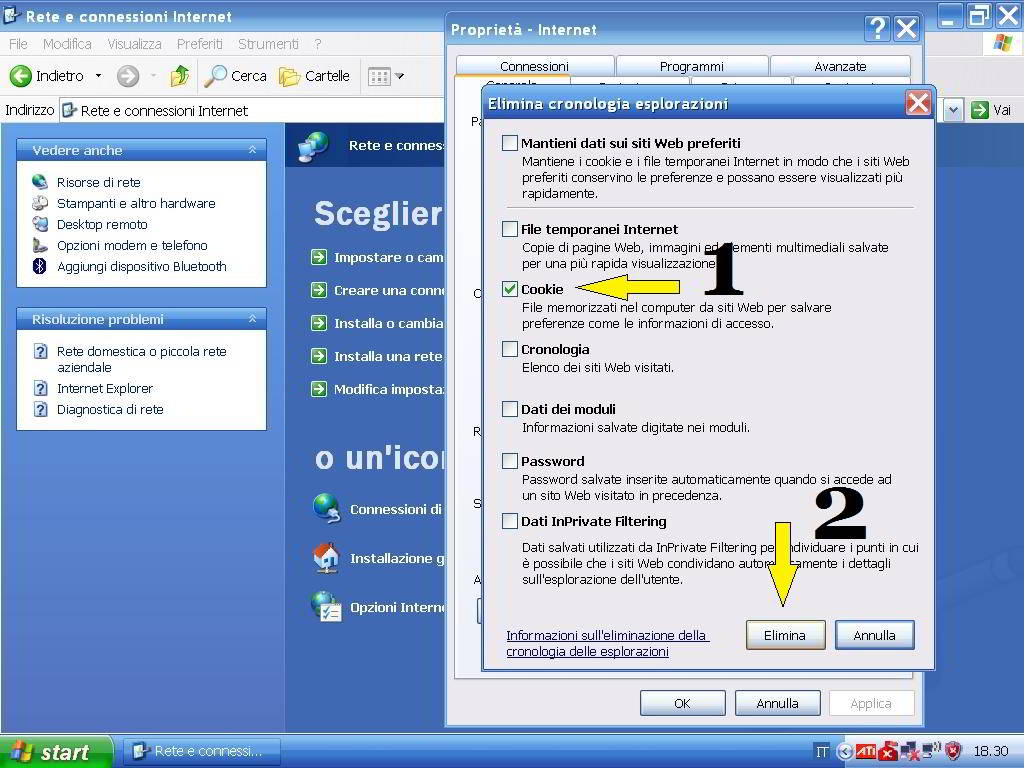 Come eliminare i cookie di Internet Explorer in Windows XP