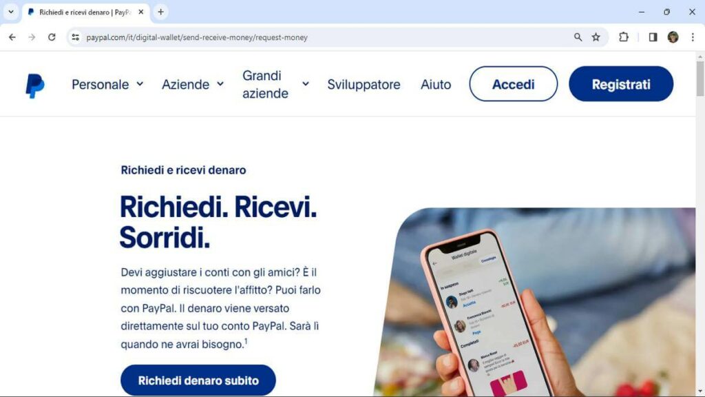 ricevere pagamenti con PayPal