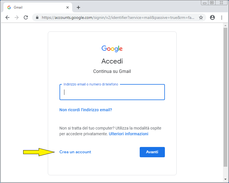 Come creare un account email su Google