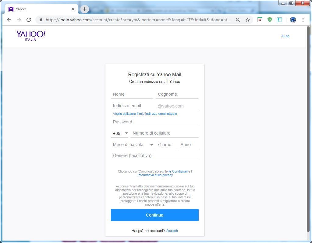 Come creare un account email su Yahoo