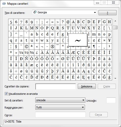 Come digitare la tilde