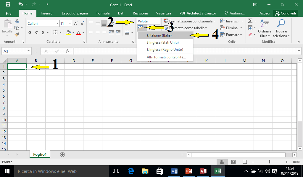 Come digitare il simbolo dell'euro in Excel