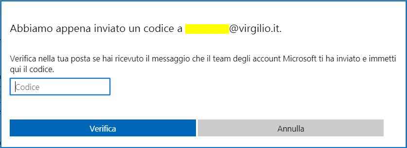 Codice di sicurezza ripristino password Outlook