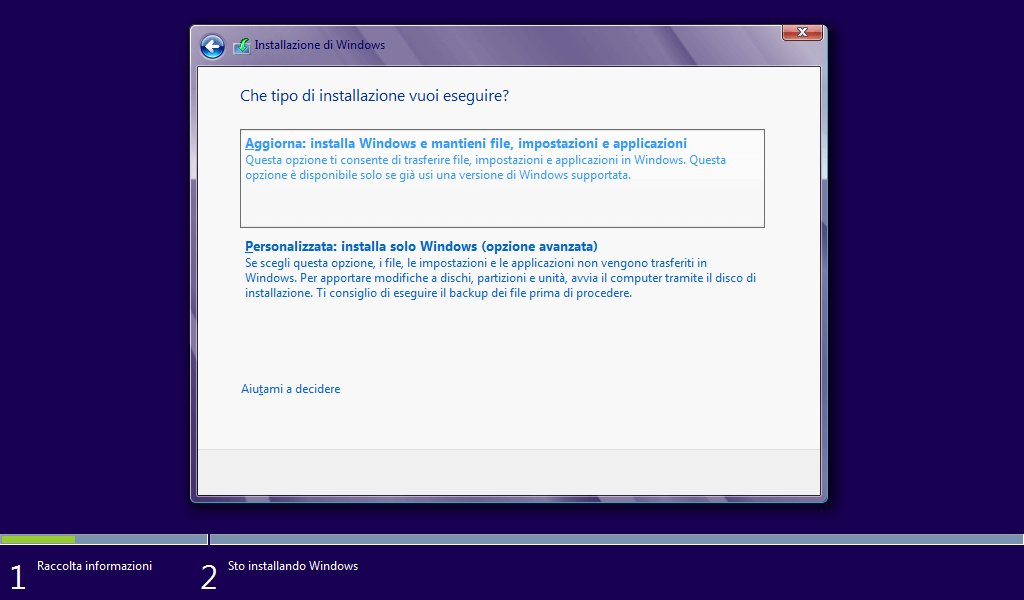 Installazione di Windows 8