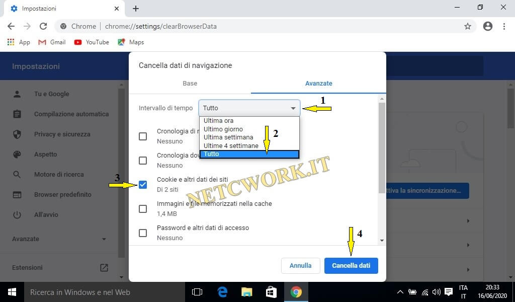 Cancellare i cookie di Google Chrome dal computer