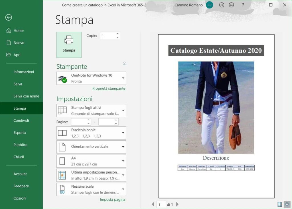 Creare un catalogo con Excel 365