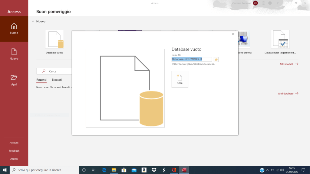 Come creare un database con Access 365