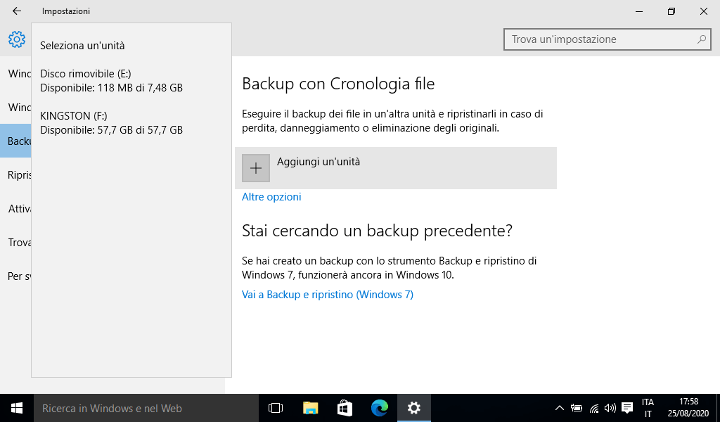 Come fare il backup in Windows 10