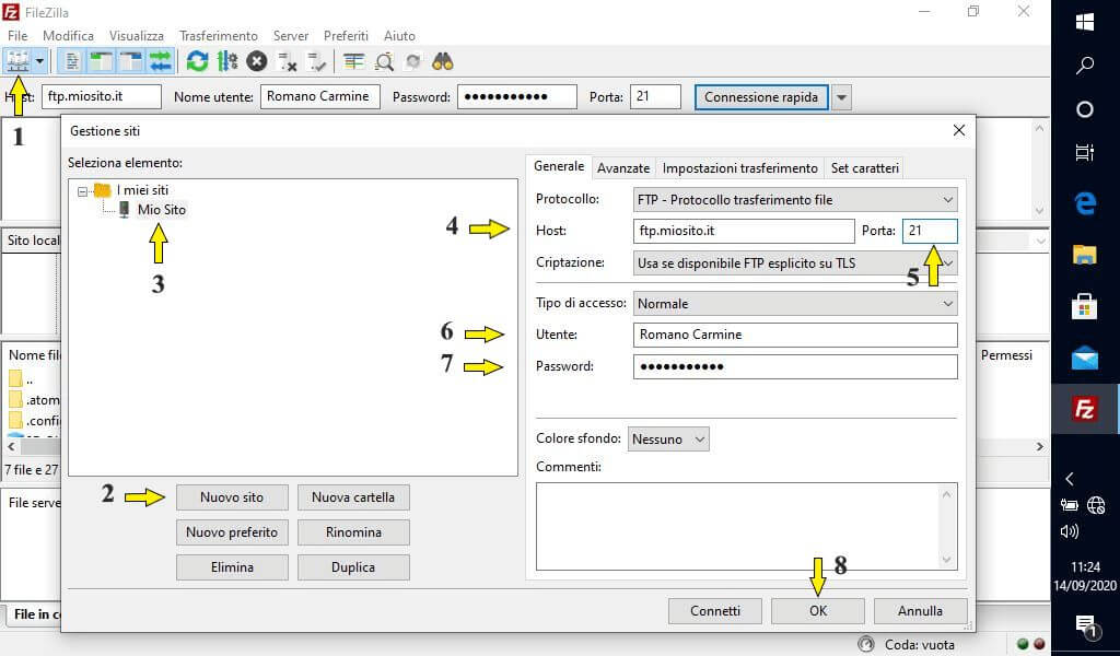 Come trasferire i file sul server