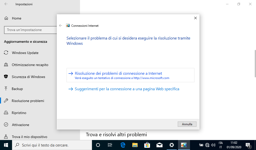 Risoluzione dei problemi di connessione In Windows