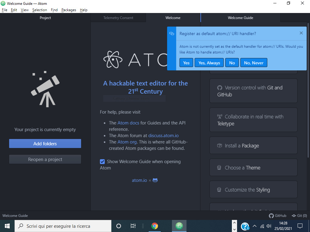 Come installare Atom su Windows