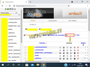 Come creare una copia di Backup in phpMyAdmin