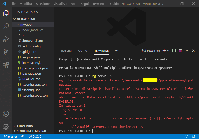 Problemi con il terminale in Visual Studio Code su Windows