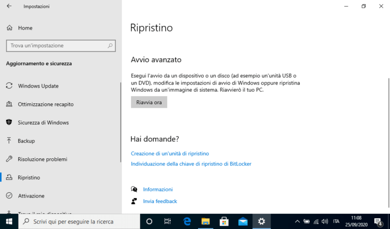 Avvio avanzato in Windows 10