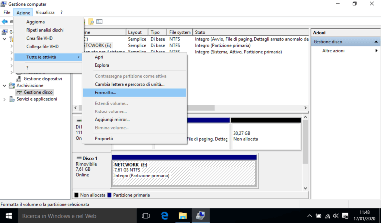 Come formattare da gestione disco di Windows