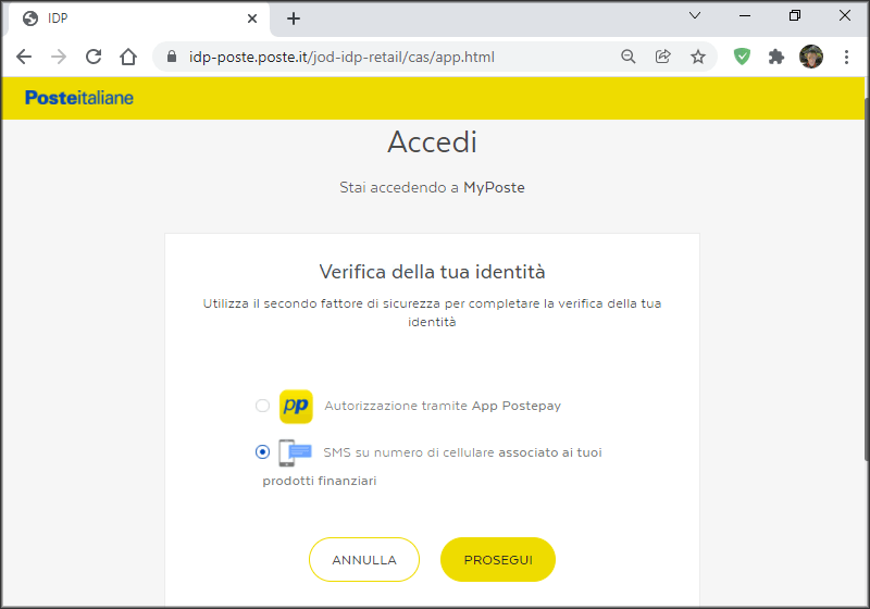 Autenticazione a Poste.it