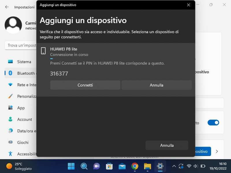 Ricevere file dal telefono al PC senza cavo USB