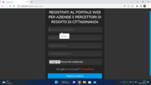 Portale Web per aziende e percettori di reddito