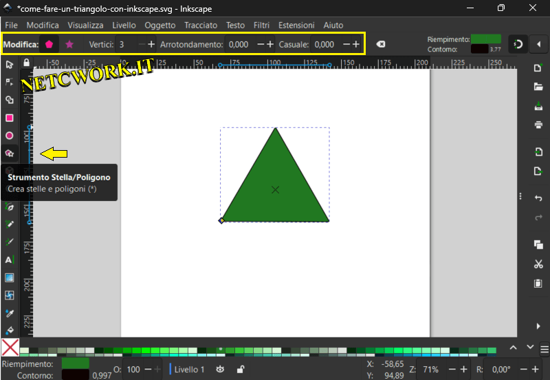 Come fare un triangolo con Inkscape