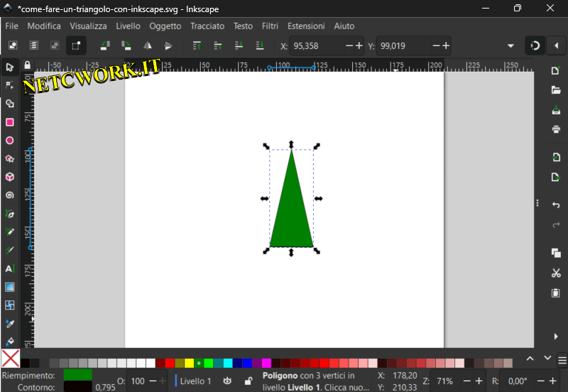 Come fare un triangolo isoscele con Inkscape