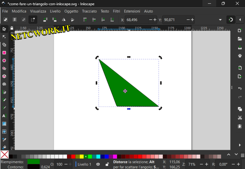 Come fare un triangolo scaleno con Inkscape